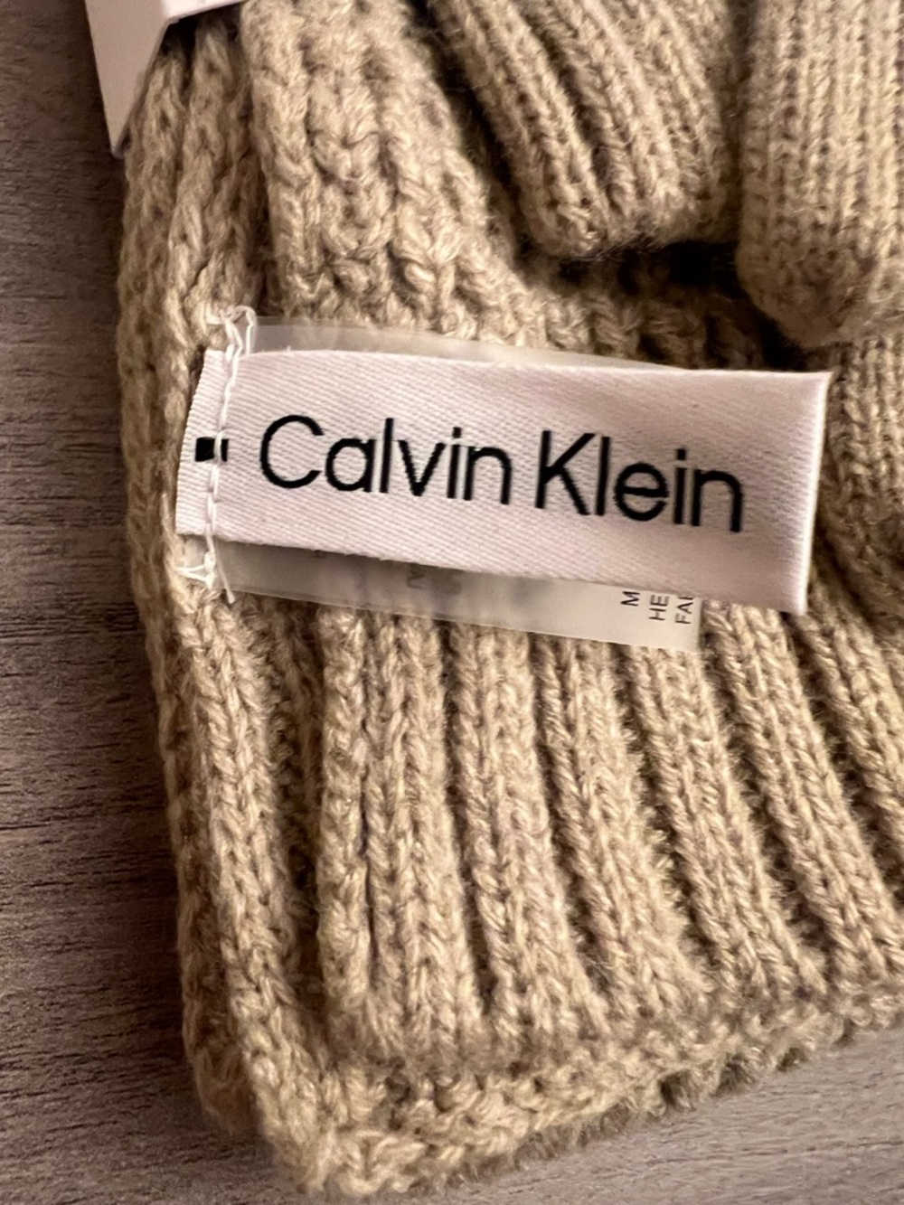 Calvin Klein 3 Piece Scarf, Hat, and Touch Gloves Set - Tan/Beige - Picture 5 of 6
